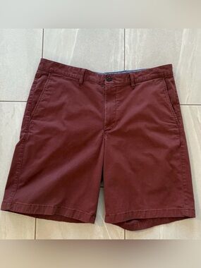 L.L. Bean Men’s 38W Flat Front Chino Shorts Rust Red Cotton Stretch Casual